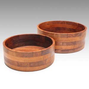 Cuencos Segmentados de Madera de Teca Hechos a Mano con Banda de Color Multicolor - Venta al por Mayor - Product Image 1