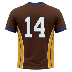 Unisex Brown Gold Sublimation Netball Shirt Polyester Short Sleeve Sportswear <b>Athletic</b> Team Uniform Performance Apparel - Product Image 2