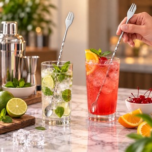 Palillos Mezcladores de Cócteles Reutilizables de Acero Inoxidable Hechos a Mano de la Mejor Calidad, Agitadores de Bebidas de Lujo Ecológicos para Cócteles - Product Image 1