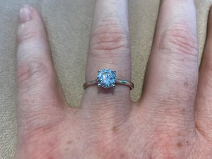 Authentic Round Cut Moissanite Solitaire Wedding <b>Ring</b> 10K White <b>Gold</b> Fine Engagement Anniversary Party Charms Jewelry - Product Image 4