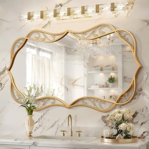 Luxury Vintage Gold Bow Arch Wall <b>Mirror</b> French Antique Ornate Decorative Metal Frame <b>Hanging</b> <b>Mirror</b> for Living Room Bedroom Ent - Product Image 1