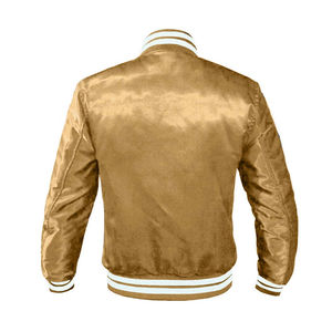 Chaqueta de satén de invierno a la moda para hombre, al por mayor, precio económico, color sólido, chaqueta universitaria de béisbol de satén para hombre con MOQ bajo - Product Image 2