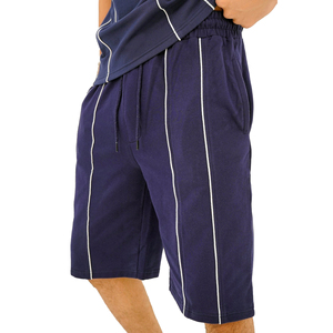 Conjunto de Camiseta Polo y Pantalones Cortos Azul Marino para Hombre, Tejido de Algodón Sólido, Atuendo Casual de Verano, Transpirable, Sin Costuras, Dos Piezas - Product Image 3