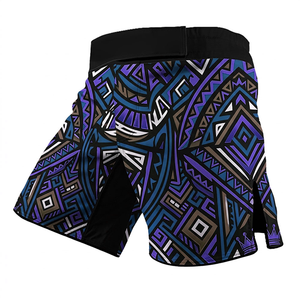 Men MMA Short Tribal Print Quick Dry Polyester Mixed Martial Art Fight Wear Regular Fit Adult Size with Long Slit fighting short - Product Image 6