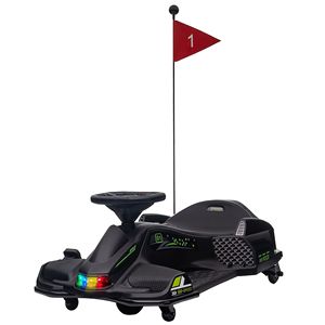 Go Kart Elettrico per Bambini 8-12 Anni 12V con Luci Colorate e Musica all'avvio graduale Nero - Product Image 1