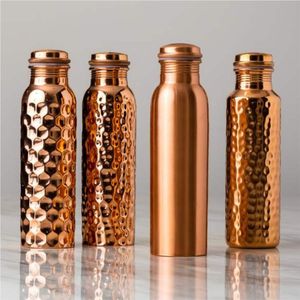 Premium Pure Copper Water Bottle For Health Benefits Handcrafted Hammered <b>Metal</b> Drinkware Leak-Proof Sustainable Yoga Bottle - Product Image 1