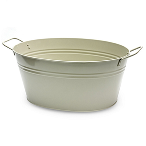Maceta de Metal Galvanizado con Recubrimiento en Polvo, Ovalada, Color Marfil, 100% Calidad Garantizada, Disponible en Grandes Cantidades - Product Image 1