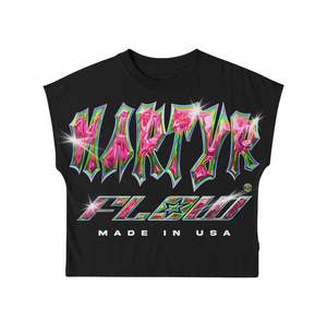 Camiseta sin mangas estilo boxy, fabricada en fábrica al por mayor, con estampado digital, de algodón orgánico, para mujer. - Product Image 2