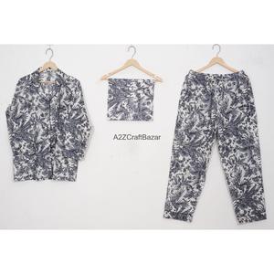 Wholesale Breathable Floral Print Long Pajama Set 100% Cotton Elastic Waist Sleepwear Long Sleeve Long <b>Pants</b> Set Loungewear - Product Image 1