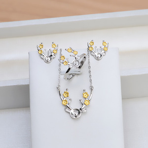 Conjunto de Joyería Fina Hecha a Mano en Plata S925, Collar con Colgante de Asta de Ciervo, Cadena para Clavícula y Perlas, Soporte para DIY, Modelo 1338 - Product Image 1