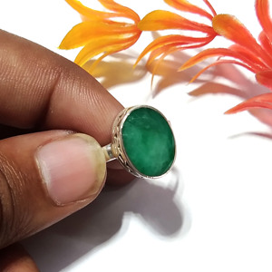 Natural Emerald Gemstone <b>Ring</b> 925 Sterling <b>Silver</b> Pear Shape Bezel Setting Third Party Certified Handmade <b>Adjustable</b> Engagement - Product Image 5