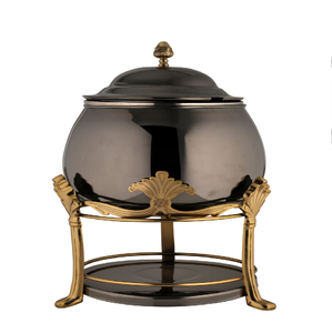 Juego de buffet de cerámica de lujo con bordes acanalados con detalles en oro y tapas de vidrio. Conjunto elegante, disponible a precios de mayorista. - Product Image 4