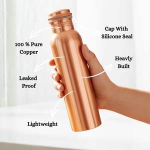 Copper Water <b>Bottle</b> 34oz - Handcrafted Ayurvedic 100% Pure Copper Water <b>Bottle</b> for <b>Drinking</b> Eco Friendly with Premium Quality - Product Image 2