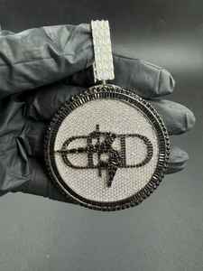 Pendentif rond en moissanite noir et blanc, médaillon serpent, luxe, hip-hop, argent sterling 925, bijoux fins, pendentifs et breloques - Product Image 3