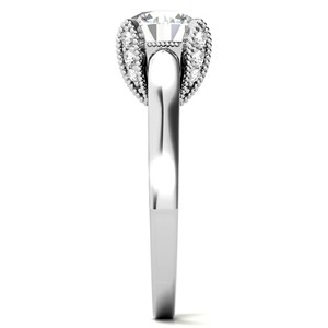 Anillo de Compromiso de Moissanita VVS1 de 2 Quilates con Corte Brillante Redondo, Diseño de Tulipán Antiguo, Anillo de Boda de Plata de Ley 925 con Engaste de Garras, Certificado IGI - Product Image 5