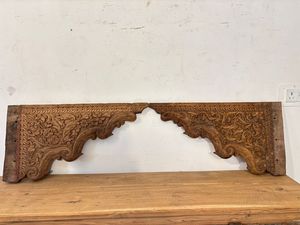 Panel de arco de madera tallado a mano antiguo, marco de puerta indio vintage, decoración de pared, acento arquitectónico rústico. - Product Image 5