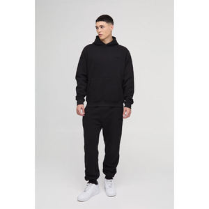 Custom Wholesale <b>Oversized</b> Winter Unisex Tracksuit Cotton Heavy Weight Graphic Raw Hem Satin <b>Sweatpants</b> And Hoodie Sets - Product Image 4