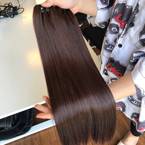 Prix de couleur brune humaine vietnamienne Extensions de cheveux Perruque naturelle Os de cheveux Raides - Product Image 5
