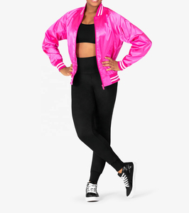 Women Wholesale New Style Satin Bomber Jackets Ladies Winter Long Sleeves Outdoor Coats Dance Bomber Jackets - Product Image 3