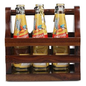 Porte-bouteilles de bière en bois moderne pour 6 bouteilles avec poignée, forme rectangulaire, organisateur de boissons multi-usages, logo personnalisé, haute qualité - Product Image 3