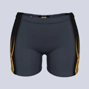 Shorts de sport tricotés taille haute pour femme, color block violet et jaune, taille élastique, respirant, en Spandex et Polyester - Product Image 6