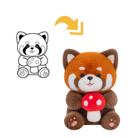 Boneka Rakun Plushie Custom, Hewan Boneka Isi Dakron dengan Jamur, Desain Personalisasi dari Gambar Anda untuk Hadiah Anak
