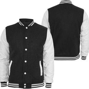 Chaqueta Varsity Negra de Lujo Personalizada con Logotipo, Chaqueta Varsity con Mangas de Cuero para Hombre - Product Image 4