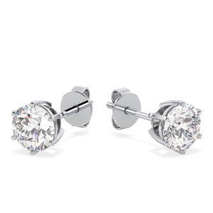 REYES Classic 14K Solid Gold HPHT CVD Lab Grown Diamond Screw <b>Back</b> Stud <b>Earrings</b> For Women Anniversary Wedding Gift Jewelry - Product Image 3