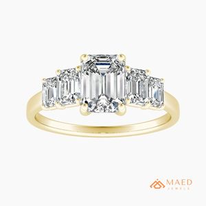 Anillo de Boda de Moissanita con Corte Esmeralda Chapado en Oro de 14K, Joyería de Lujo para Novia, Regalo para Uso Diario de Mujer, Estilo Moderno y Brillante de EE. UU. - Product Image 1