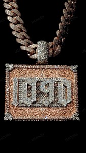 Colgante de Número Iced Out con Diseño Paisley, Bicolor, Plata de Ley, Moissanita, Lujo, Chapado en Oro, Unisex - Product Image 6