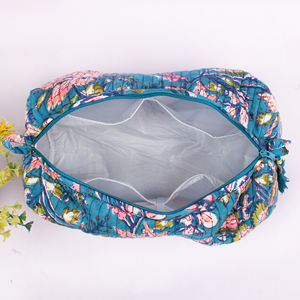 Trousse de Maquillage Portable Zippée en Coton Matelassé Imprimé au Bloc, Style Indien Vintage, Écologique, Ensemble de Trois Pièces, Collection Printemps - Product Image 5