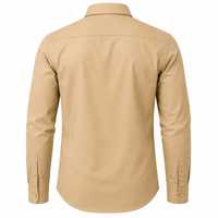 Kemeja Kasual Lengan Panjang Katun Khaki Premium Pria Bordir Kustom Kemeja Kancing Depan Khaki Pria