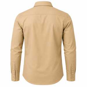 Chemise décontractée à manches longues en coton kaki de qualité supérieure pour homme, chemise boutonnée kaki pour homme avec broderie personnalisée - Product Image 2