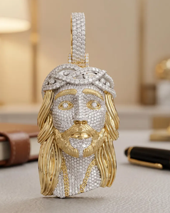 Pendentif Visage de Jésus en Argent Sterling 925 et Moissanite, Collier Charme Iced Out, Bijoux Hip Hop à Micro-Incrustation - Product Image 4