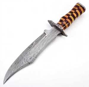 Herramienta Utilitaria de Acero de Damasco Hecha a Mano con Mango de Madera Segmentada en Tablero de Ajedrez - Product Image 6
