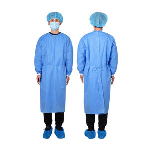 Blue Disposable Lab <b>Coat</b> With Tie Back For Hospital Use Unisex PP Woven Material - Product Image 1