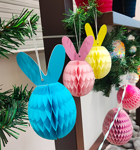 Huevos de conejito de panal colgantes, papel tisú de 5 ", 3 uds. Para Pascua, suministros de decoración para fiestas tipo CE-5P017 - Product Image 6