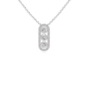 Colgante Geométrico con Tres Diamantes Cultivados en Laboratorio, Engastados en Bisel, Oro 10K 14K 18K, Plata 925 935, Joyería Fina Moderna - Product Image 4