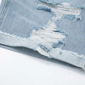 Pantalones cortos de mezclilla personalizados para hombre estilo Y2K con bordado de cinturón y cristales - Pantalones cortos de mezclilla de algodón lavados vintage casuales - Product Image 5