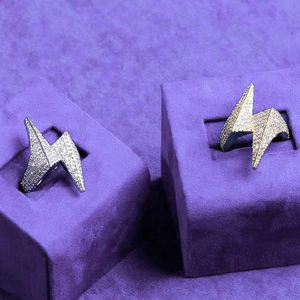 Luxury 18K <b>Gold</b> Filled Moissanite <b>Cocktail</b> <b>Ring</b> Pyramid Shape Pave Setting Unisex Party Jewelry - Product Image 3