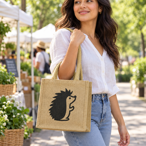 Bolsa de Yute Porcupine - 20x20x10 cm con Asa de Cinta de Algodón Natural, Ecológica, Calidad de Exportación Directa de Fábrica, Regalos Corporativos al por Mayor - Product Image 4