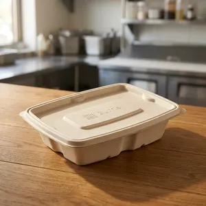 Eco Friendly Disposable 500ml Rectangle <b>Pulp</b> Moulded Food Container Lightweight Water Resistant Compostable Takeaway Box - Product Image 5