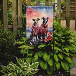 Whippet Two Hearts Multicolor Garden Flag Buzón decorativo y patio Banner para camas de flores y obras de arte - Product Image 2