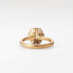 Anillo de Compromiso de Oro Amarillo de 14K con Diamante Solitario de Corte Redondo para Mujer, Anillo de Boda con Engaste de Pétalos Festoneados, Regalo de Aniversario - Product Image 2