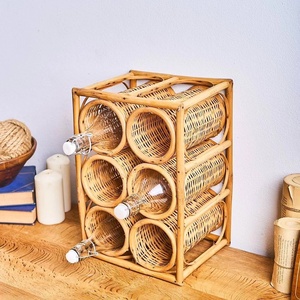 Mueble de ratán para licor, soporte para botellas de vino, estantería para botellas de bebidas espirituosas, organizador para encimera de cocina en esquina - Product Image 4