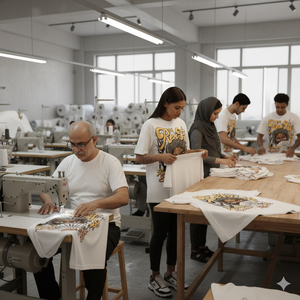 Camiseta gráfica negra para hombre de alta calidad, 100% algodón, corte holgado, impresión DTG, estilo cropped y boxy. - Product Image 2