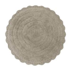 Tapis de bain rond en coton tufté, couleur unie, antidérapant, avec support en caoutchouc, épais, lavable en machine, pour usage domestique - Product Image 1
