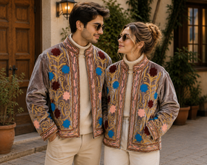Velvet Knitted Embroidered Cotton Lined <b>Jacket</b> <b>Women</b> Boho Floral Suzani Design Ethnic Handmade Autumn/Winter/<b>Spring</b>/Summer - Product Image 1