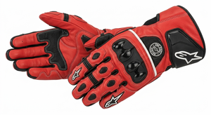GP Pro Leather Full Finger <b>Gloves</b> <b>Red</b> Black Men Cycling Riding Protective Gear Summer Use - Product Image 2