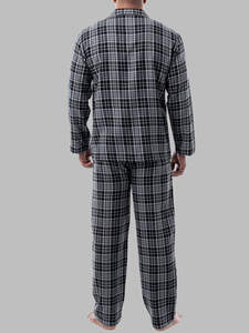 Pijama de Franela de Algodón Tejido Personalizado para Hombre, Camisa con Botones y Pantalón, Traje de Dormir de Dos Piezas de Secado Rápido para el Hogar - Product Image 2